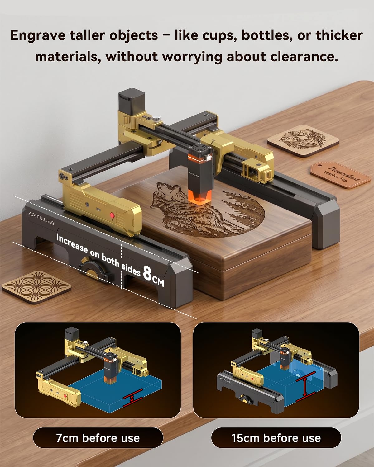 Artilume T1-P Foldable Laser Engraver 7000mW Laser Engraving Machine Portable Laser Cutter,App Control, 200x150mm Work Area, 0.01mm Precision for DIY,Wood,Metal,Acrylic,Glass,Stainless Steel