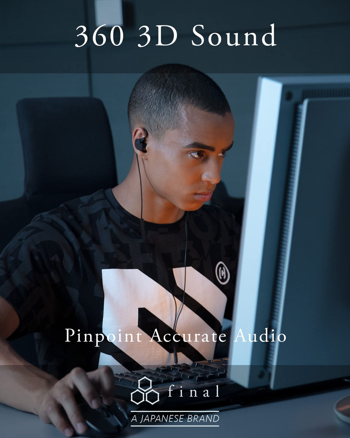Final VR3000 Gaming Earphones for Immersive Spacious Experience - Open World Adventure, Virtual Reality & Spatial Environments - in-Line Microphone and Controls - Black