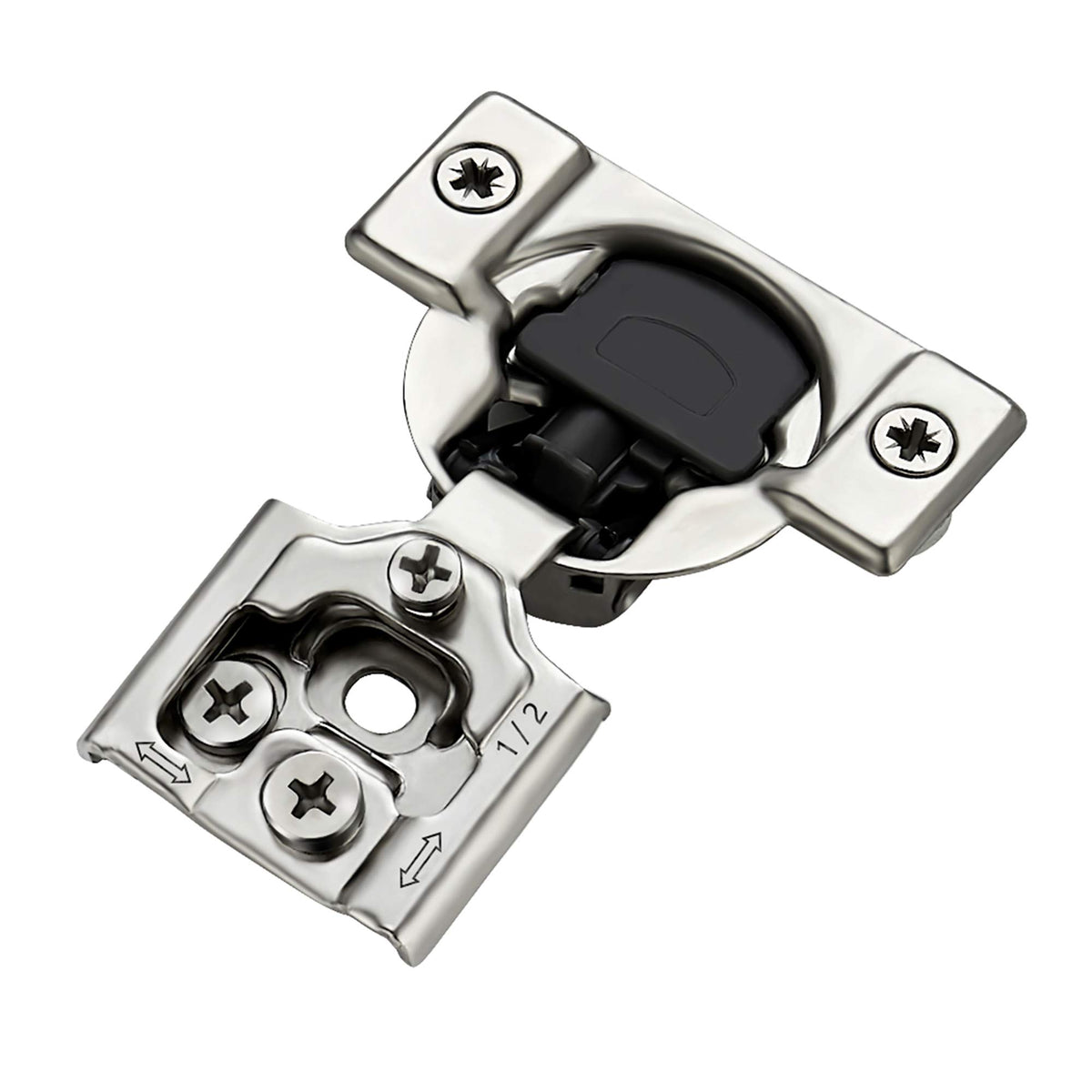 Soft Close Hinges for Kitchen Cabinet Hinges, 1/2 Inch Overlay, 60 Pack 30 Pairs, self Closing Motion, Concealed Cabinet Fit, Stainless Steel, Satin Nickel, Hidden Hinges, for Face Frame Door