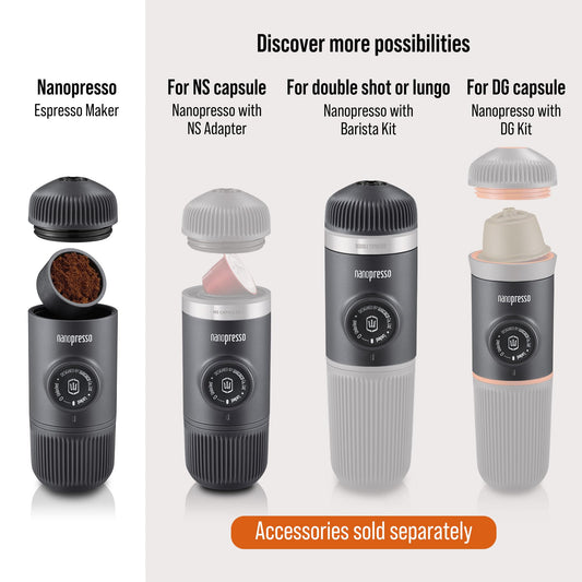Wacaco Nanopresso Portable Espresso Maker bundled with Nanopresso Protective Case, Upgrade Version of Minipresso, 18 Bar Pressure, Extra Small Travel Coffee Maker, Manually Operated