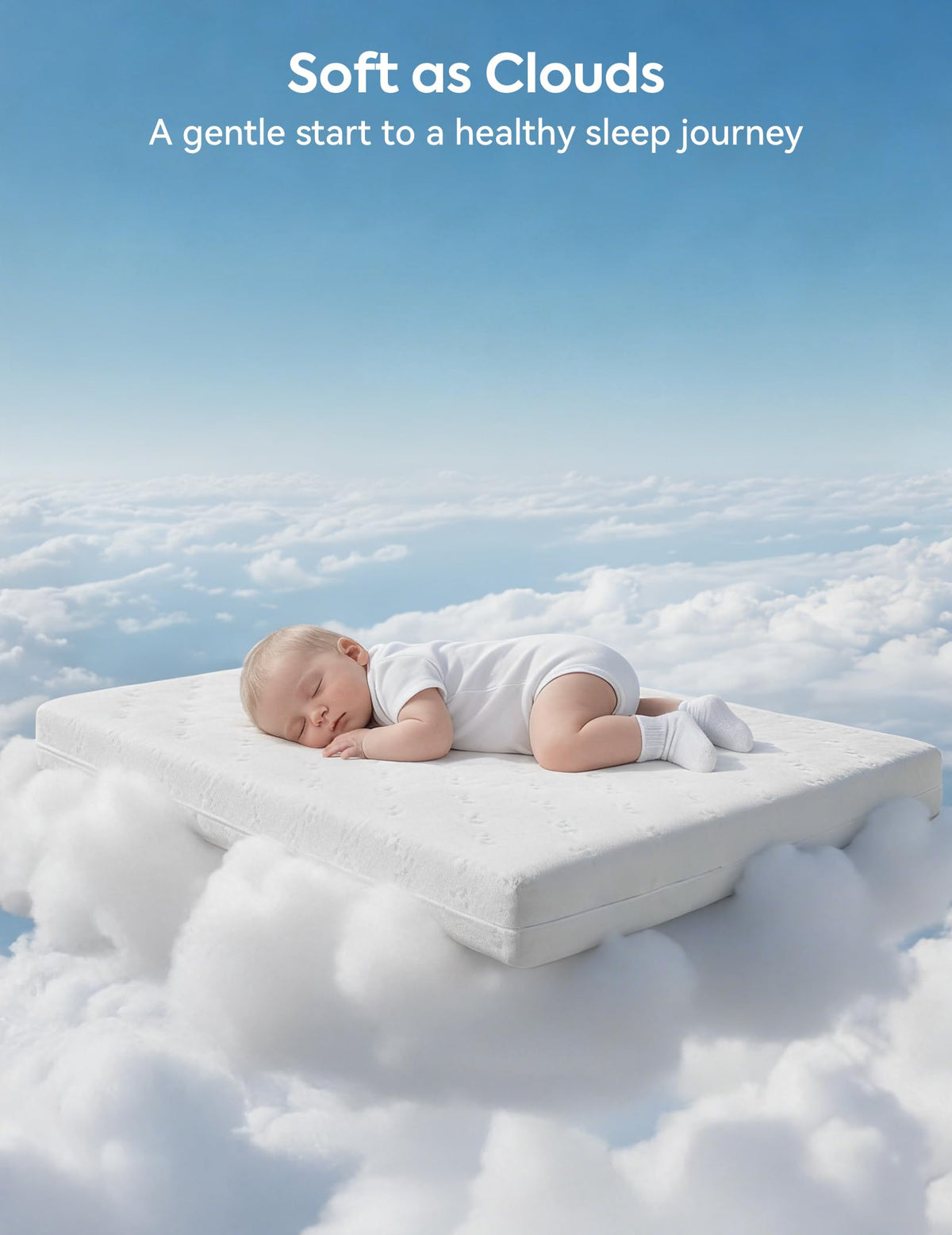 Babelio Breathable Crib Mattress, Dual Sided, Memory Foam Toddler Mattress Machine Washable Cover, Waterproof Inner Liner, CertiPUR-US Certified, Fits Standard Baby Crib & Toddler Bed 52" x 27.5"