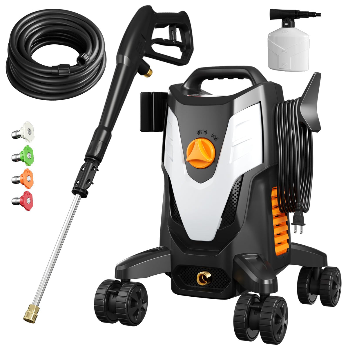 Electric Pressure Washer 4500PSI 2.8 GPM with Anti-Tipping Technology High Electric Power Washer, 4 Quick Connect Nozzles & Stainless Steel Spray Wand for Cars/Driveways