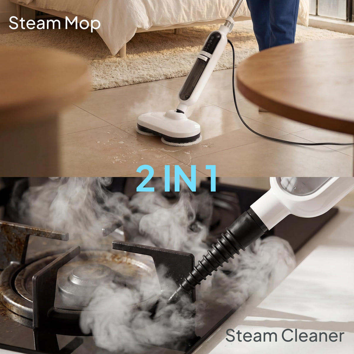 Livatro Steam Mop for Floor Cleaning with Rotating Scrubbing Pads Steamer Steam Cleaner&Mop for Home, 212°F, 500ML Water Tank, 15-in-1 Handheld Floor Steamer, for Hardwood Floors Clothes Window Tile