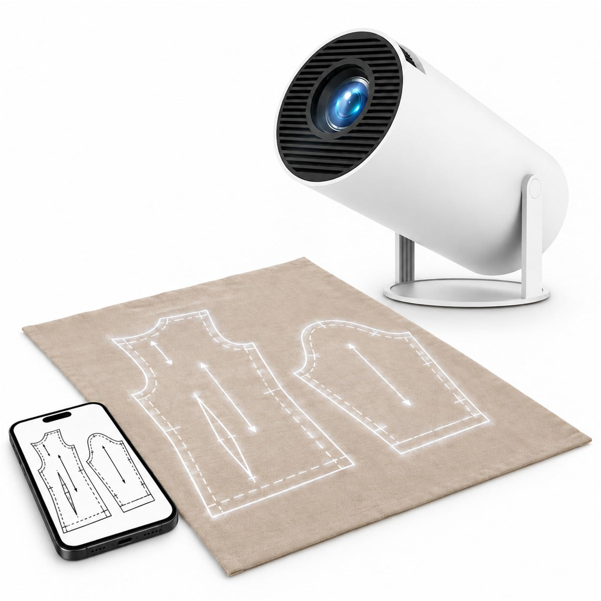 Sewing Projector for Patterns, WiFi and HDMI Pattern Projector with Remote Adjustable Downward Projection for Tracing Digital Sewing Patterns Onto Fabric Without Printing, Taping or Paper Templates