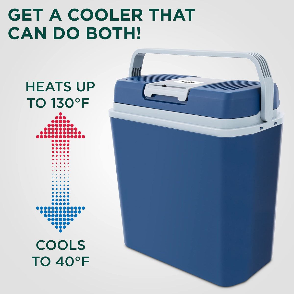 Ivation Electric Cooler & Warmer, Portable Thermoelectric Fridge w/Handle for Vehicles & Trucks| Includes 110V AC Home Power Cord & 12V DC Car Adapter for Camping, Travel & Picnics, 24L