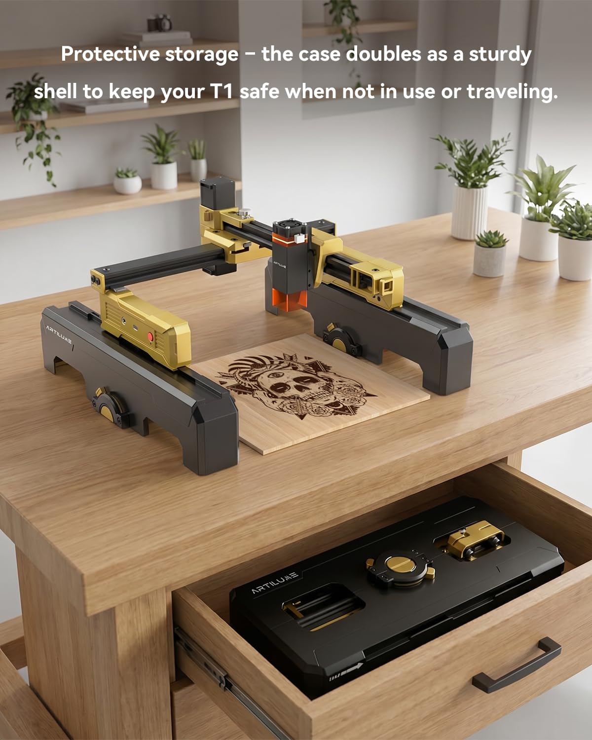Artilume T1-P Foldable Laser Engraver 7000mW Laser Engraving Machine Portable Laser Cutter,App Control, 200x150mm Work Area, 0.01mm Precision for DIY,Wood,Metal,Acrylic,Glass,Stainless Steel