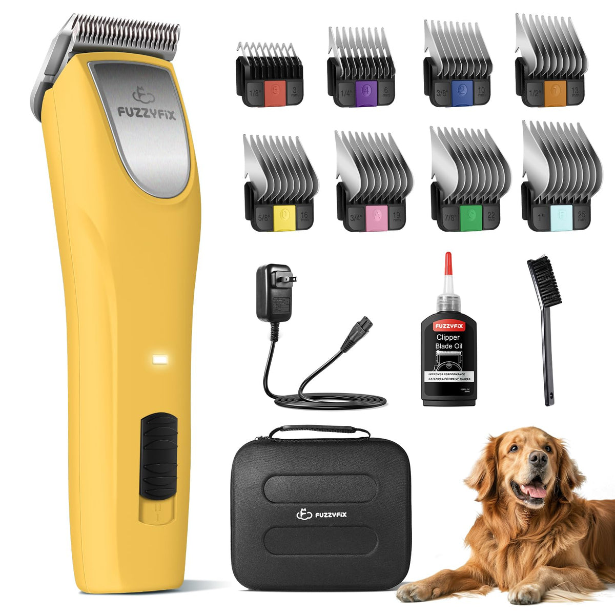 Professional Dog Grooming Clippers 2-Speed Detachable 10# Blade Metal Guide Combs Kit for Thick Curly Coats Horse Animal Breeds Cats Low Noise Cordless Heavy Duty Pet Hair Trimmer Bluewave