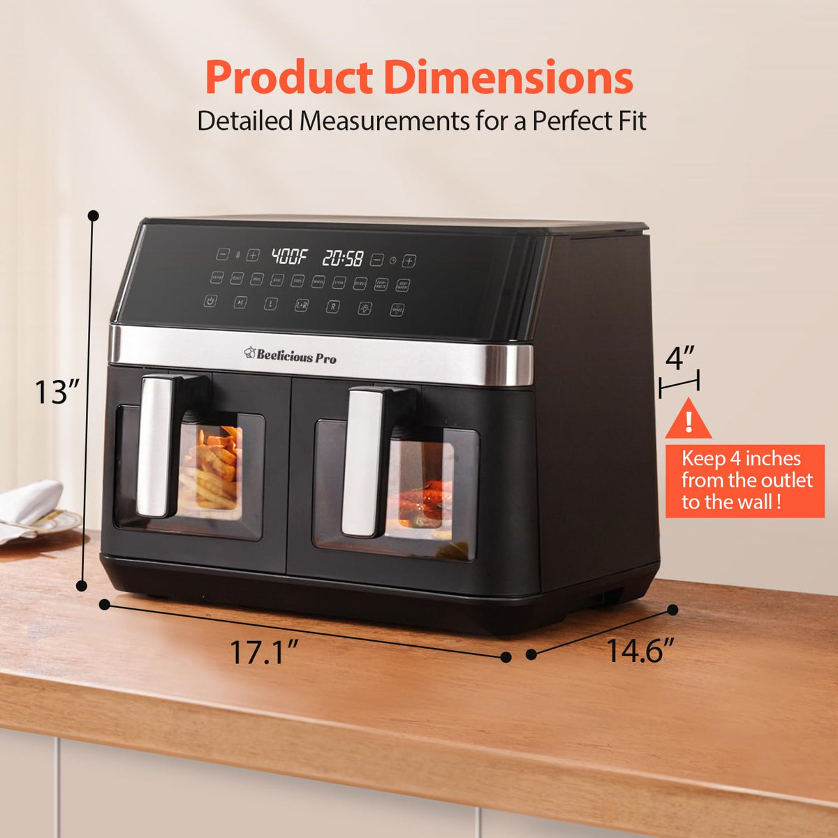 12QT Large Dual Air Fryer, 10-in-1 with SyncCook, ProTemp & UltraCrisp Tech 360° Rapid Airflow, 2×6QT Baskets, Family-Size, 60° Easy-Panel, Full Touchscreen, Viewing Windows, Nonstick & Dishwasher Safe