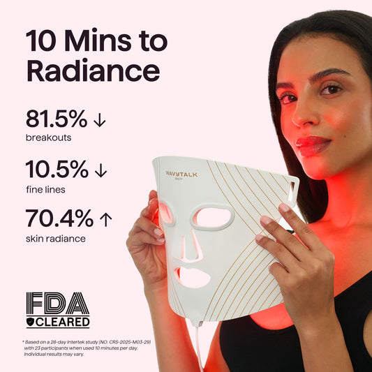 wavytalk Red Light Therapy Mask for Face, Glow Time LED Face Mask 850nm NIR For Fine Lines, Acne & Skin Rejuvenation | 456 LED Chips, 3 Modes, Clinically Tested & FDA-Cleared