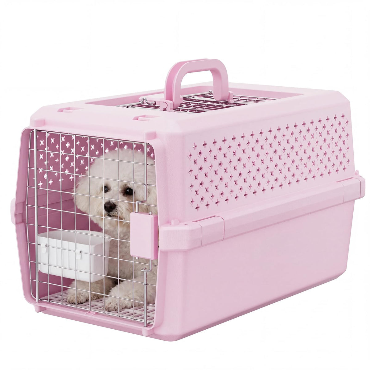 RIZZARI 22" Hard Cat Carrier: Travel Kennel for Cats & Small Dogs Strong Metal Locking Door / Ventilated Side Panels / 22" Cozy Interior / Lightweight Structure / Top Carry Handle