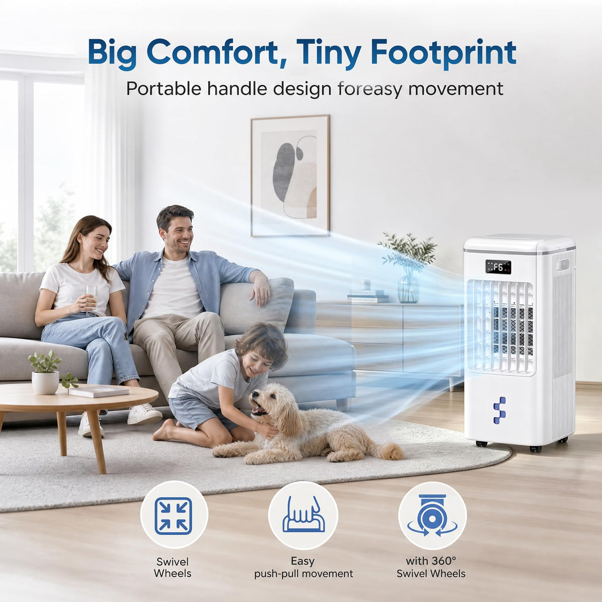 Windowless Portable Air Conditioners Fan, Swamp Cooler 3 Modes & 3 Speeds, 16FT Remote,12H Timer for Smart Auto-off, No Hose Needed,2-Gal Tank for 20H Cooling 36db Evaporative Air Cooler