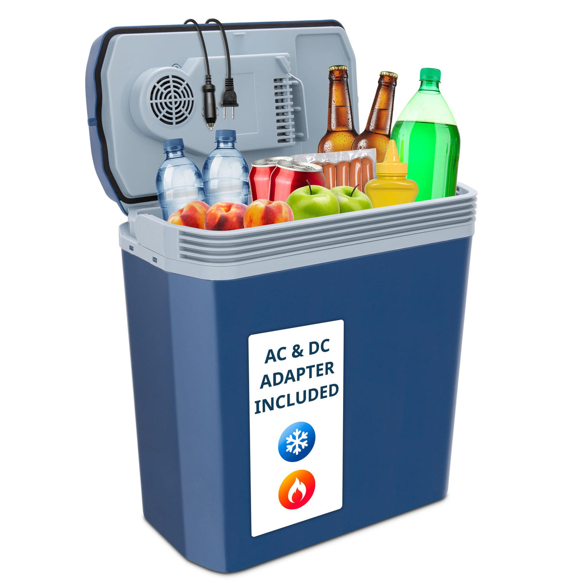 Ivation Electric Cooler & Warmer, Portable Thermoelectric Fridge w/Handle for Vehicles & Trucks| Includes 110V AC Home Power Cord & 12V DC Car Adapter for Camping, Travel & Picnics, 24L