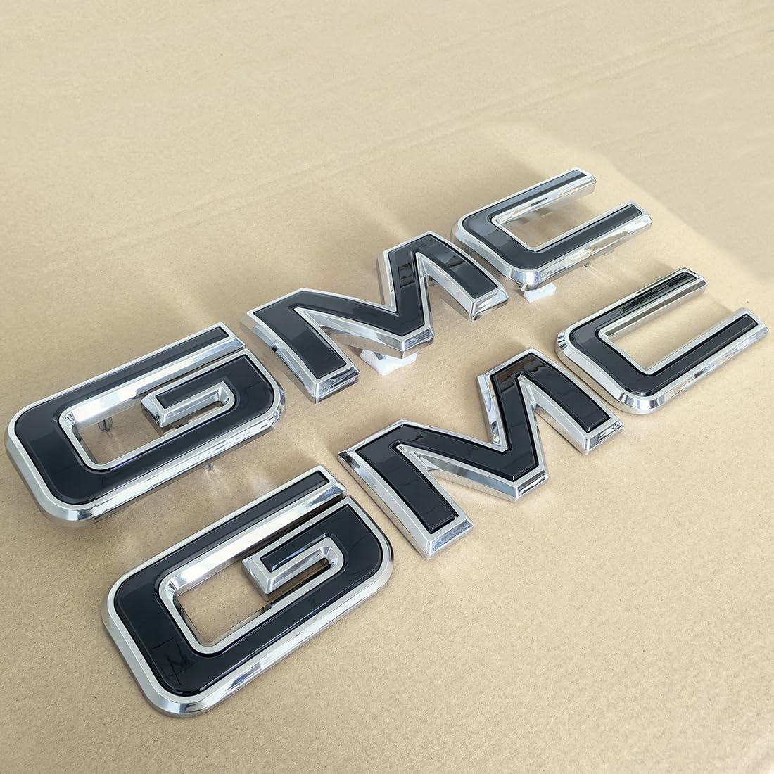 Kit OEM 2019-2026 Front & Tailgate Emblem Replacement for 2019+ Sierra 1500 AT4 Denali 2500HD 3500HD Badges, 2023-25 Canyon 86539816 (Gloss Chrome with Black)