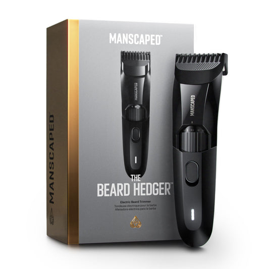 MANSCAPED® The Beard Hedger® Men's Premium Beard Trimmer 20 Length Adjustable Blade Wheel, Stainless Steel T-Blade Precision Facial Hair Trimming, Cordless Wet/Dry Clipper