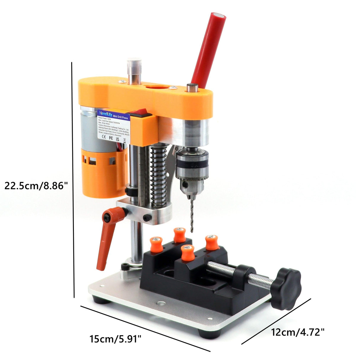Precision Mini Drill Press Benchtop Driller Machine B10 Upgraded Compact desk size, compatible with 0.6mm-6mm drill bit, 40mm max. stroke, precise drilling on wood, metal, jewelry DIY crafts