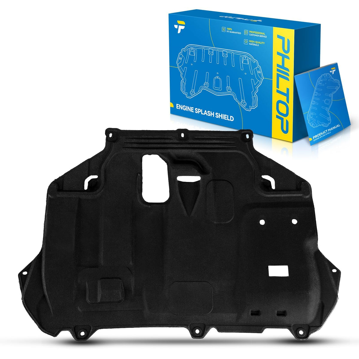 PHILTOP Engine Splash Shield for 2013-2018 Ford Focus 2.0T Fits 2012-2018 Ford Focus 2.0L. Replaces OE: AV6Z6P013A, FO1228121, FO1228121C, S2703V302DP0N. Front Lower Engine Case Guards