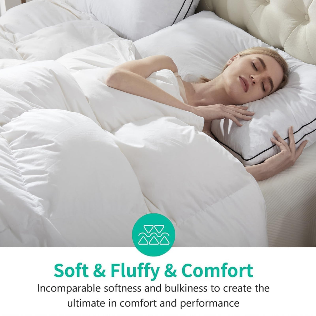 APSMILE Duvet Insert King,Fluffy Down Feather Fibers Comforter-All Season 100% Organic Cotton Cover,Machine Washable,Oeko-Tex Certified Hypoallergenic,Luxury Hotel Bed Quilt,Medium Warm Blanket,White