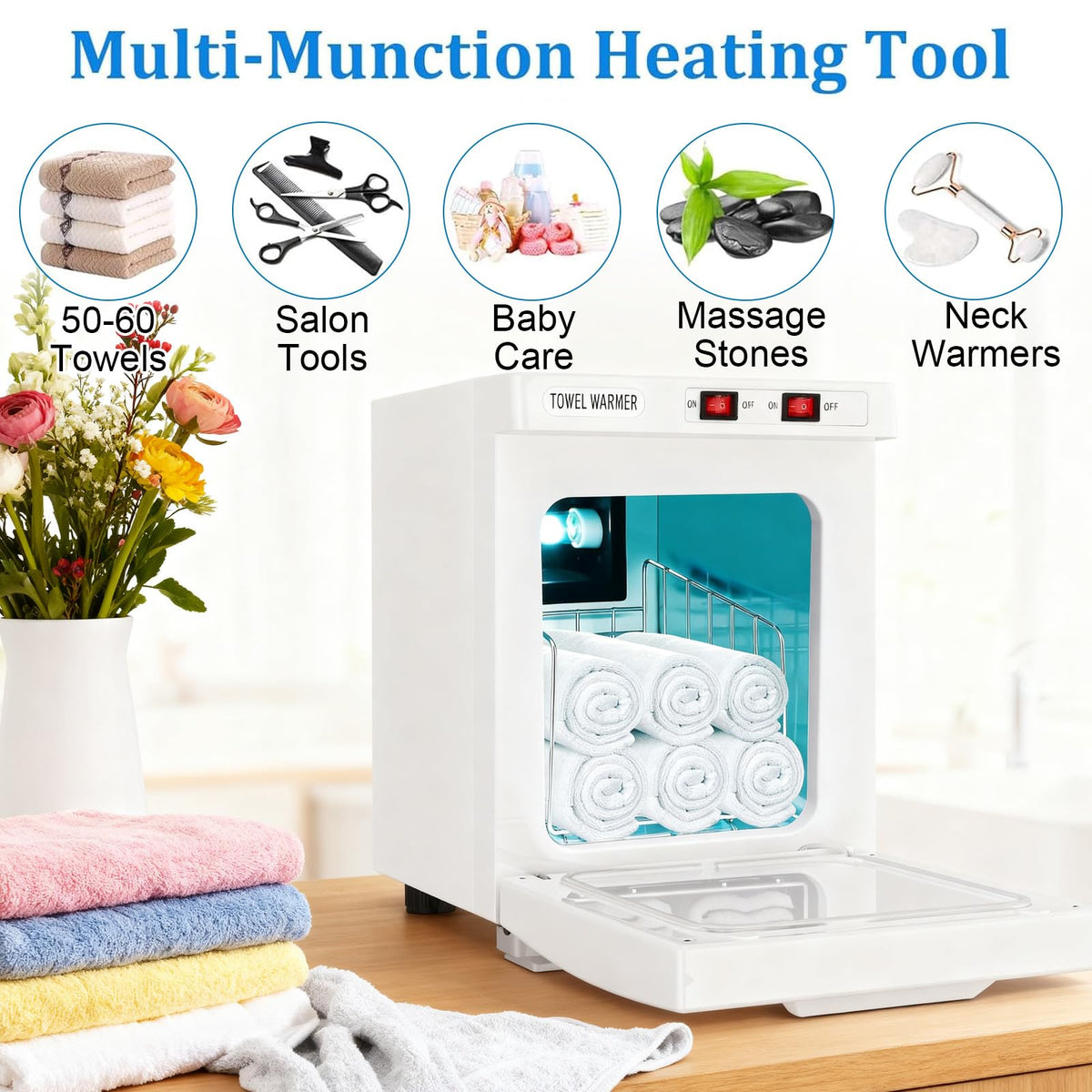 Hot Towel Cabinet 5L, Hot Towel Warmer Cabinet, Extra Large Capacity Heater for Spa, Massage, Salon, Home Use (White 5L)