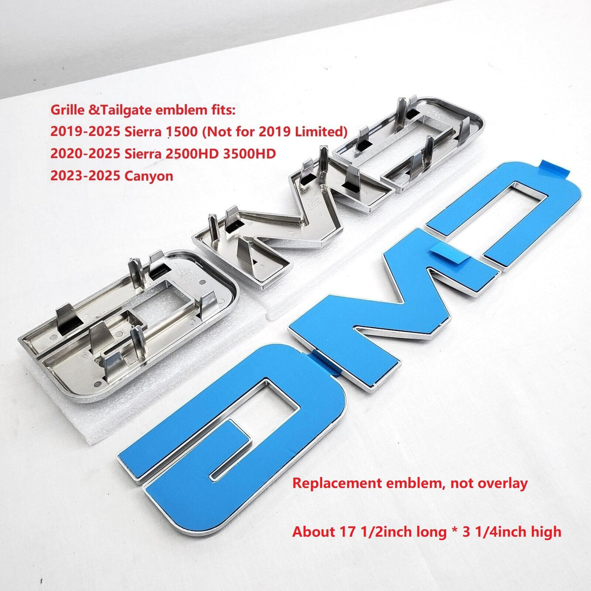 Kit OEM 2019-2026 Front & Tailgate Emblem Replacement for 2019+ Sierra 1500 AT4 Denali 2500HD 3500HD Badges, 2023-25 Canyon 86539816 (Gloss Chrome with Black)