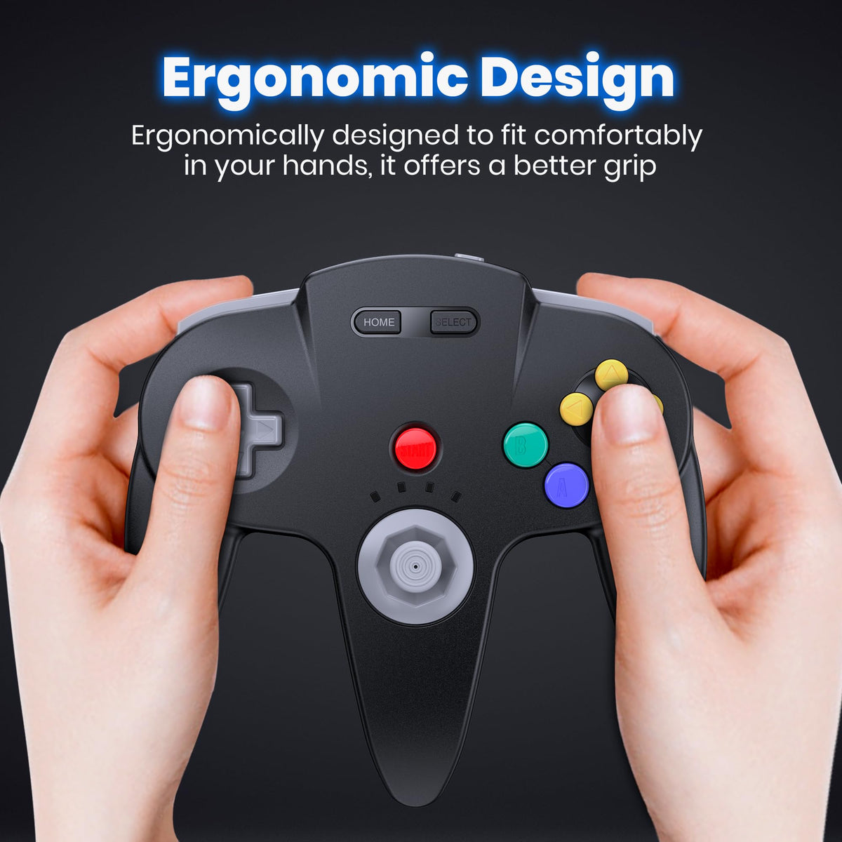 2 Pack Wireless N64 Controller for Switch 1 & 2, N64 Console, Black/Gray (Built-in Vibration) (Rechargeable) (3D Analog Stick), 2.4 GHz USB & N64 Receiver Made for Switch Online, Windows PC, macOS