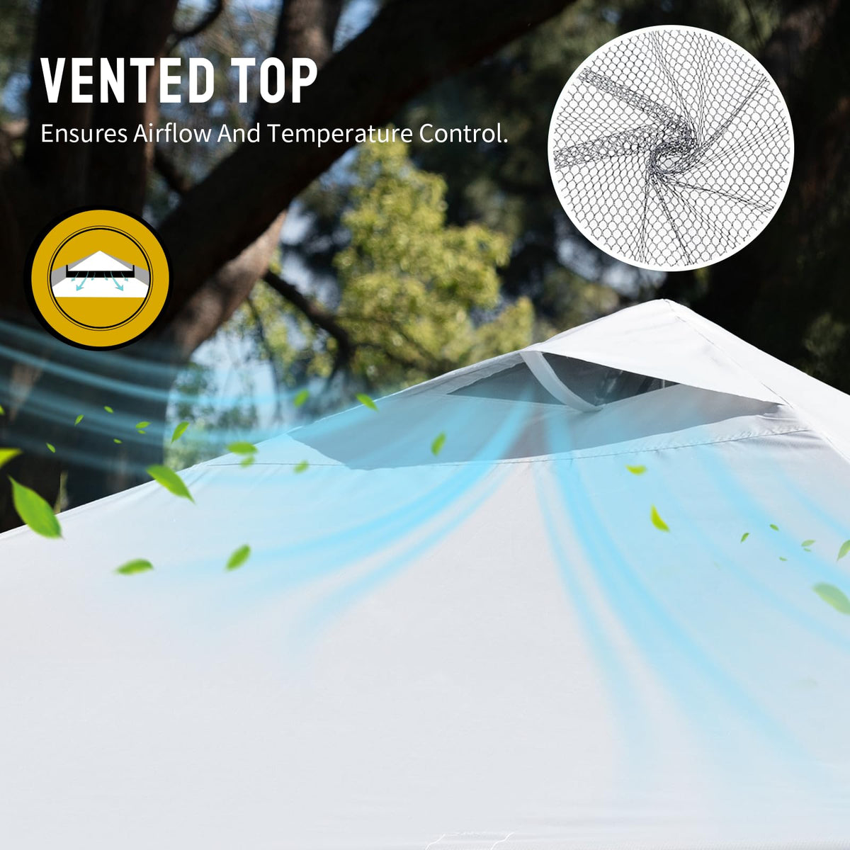 CROWN SHADES 10x10 Pop Up Canopy Tent with One Push Setup, Grid White Patented CenterLok, Easy Outdoor Sun Shade for Events, Parties, Camping - Gazebo with STO-N-Go Cover Bag, Silver-Coated Top
