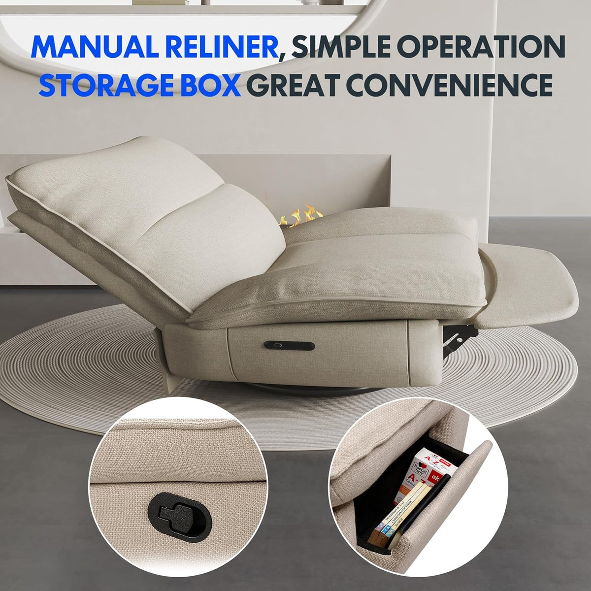 2026 FLEXISPOT XC6 reclining armchair, swinging sofa, TV chair with adjustable backrest, reclining armchair for bedroom, livi