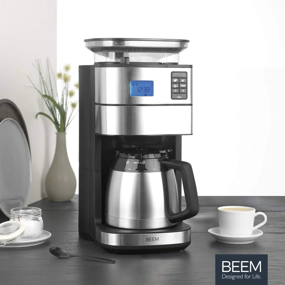 2026 BEEM FRESH-AROMA-PERFECT II filter coffee machine with grinder - Thermo | Stainless steel | Thermopot | 24h timer | 1000