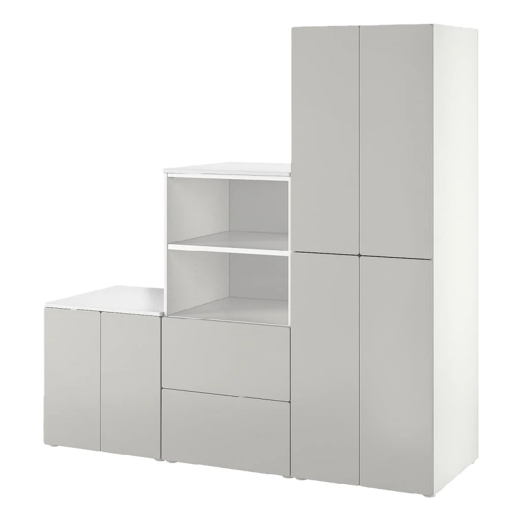 2026 White modular cabinet with open and closed storage