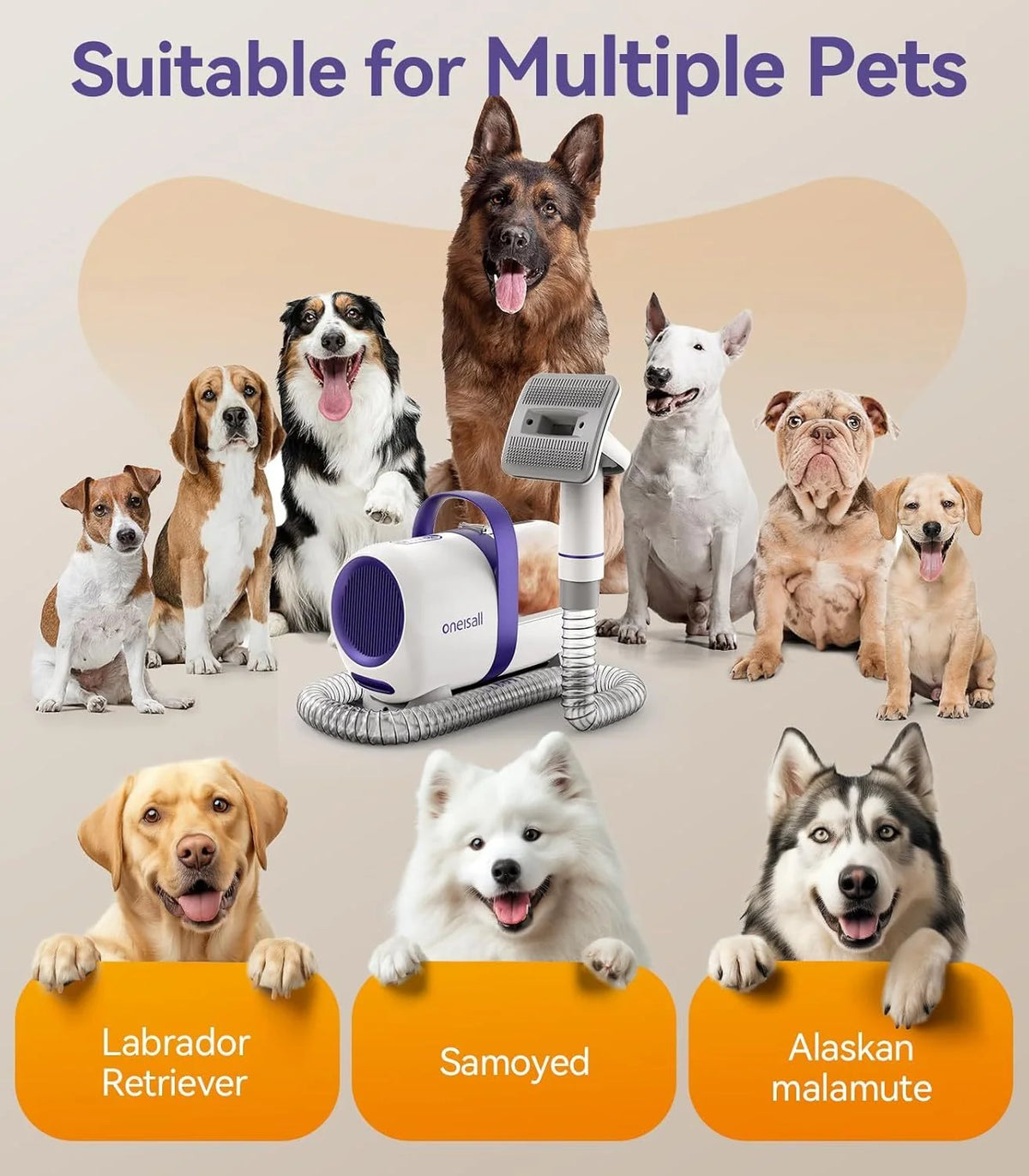 2026 oneisall dog vacuum cleaner with brush, super suction power with 12000Pa, pet hair vacuum cleaner from the brush with on