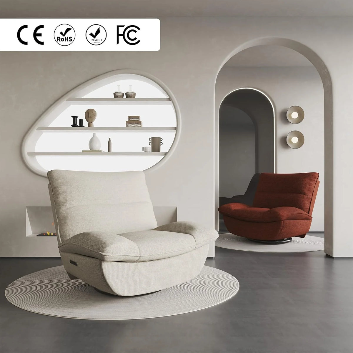 2026 FLEXISPOT XC6 reclining armchair, swinging sofa, TV chair with adjustable backrest, reclining armchair for bedroom, livi