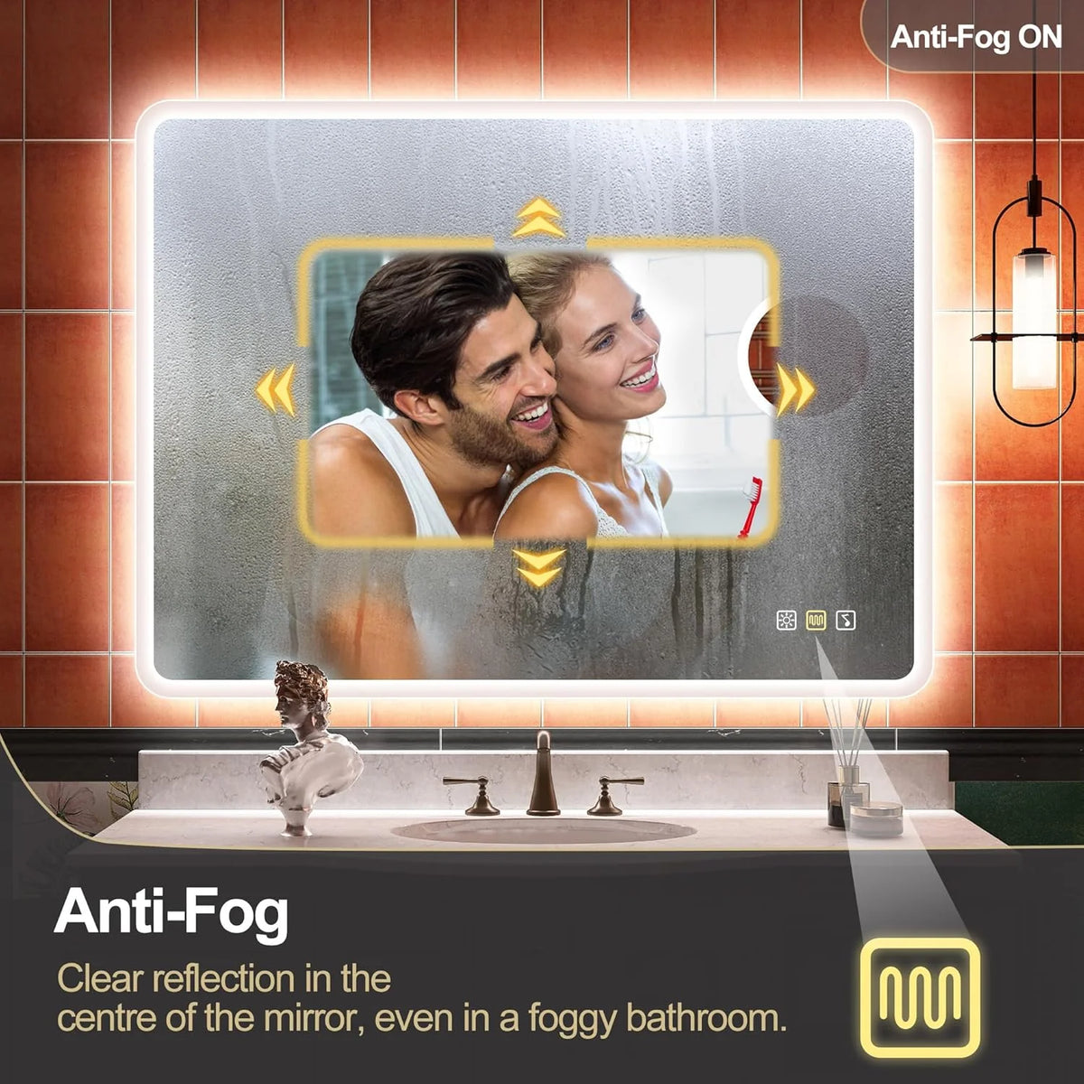 2026 Bathroom mirror S'bagno with lighting 1200 x 700 mm, IP44, LED, Bluetooth, anti-fog, 3 light colours (3,000 K, 4,000 K