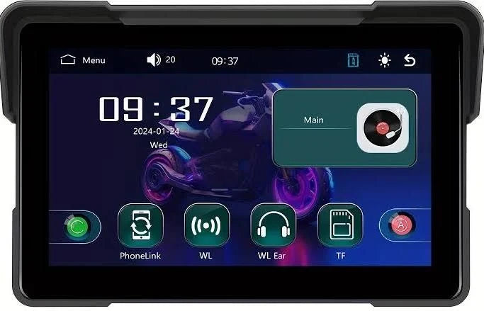 2026 PODOFO 7-Inch Motorcycle GPS with Android Auto, CarPlay and Waterproof Touchscreen (Black)