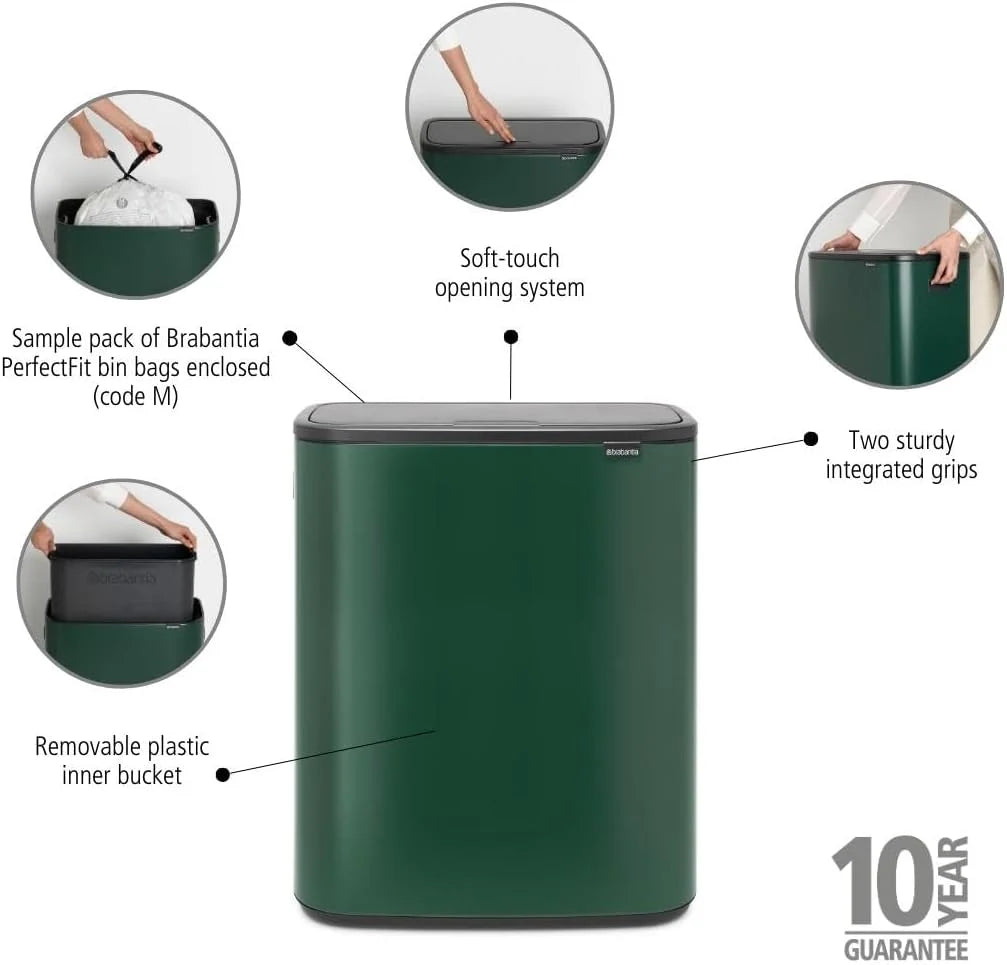 2026 Brabantia bin, matt steel, finger tracker, 2 x 30 L