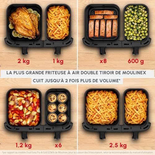 2026 Moulinex air fryer two compartments, very large capacity 11L, 10 people, 7 Automatic programs, oil-free fryer, Digital t