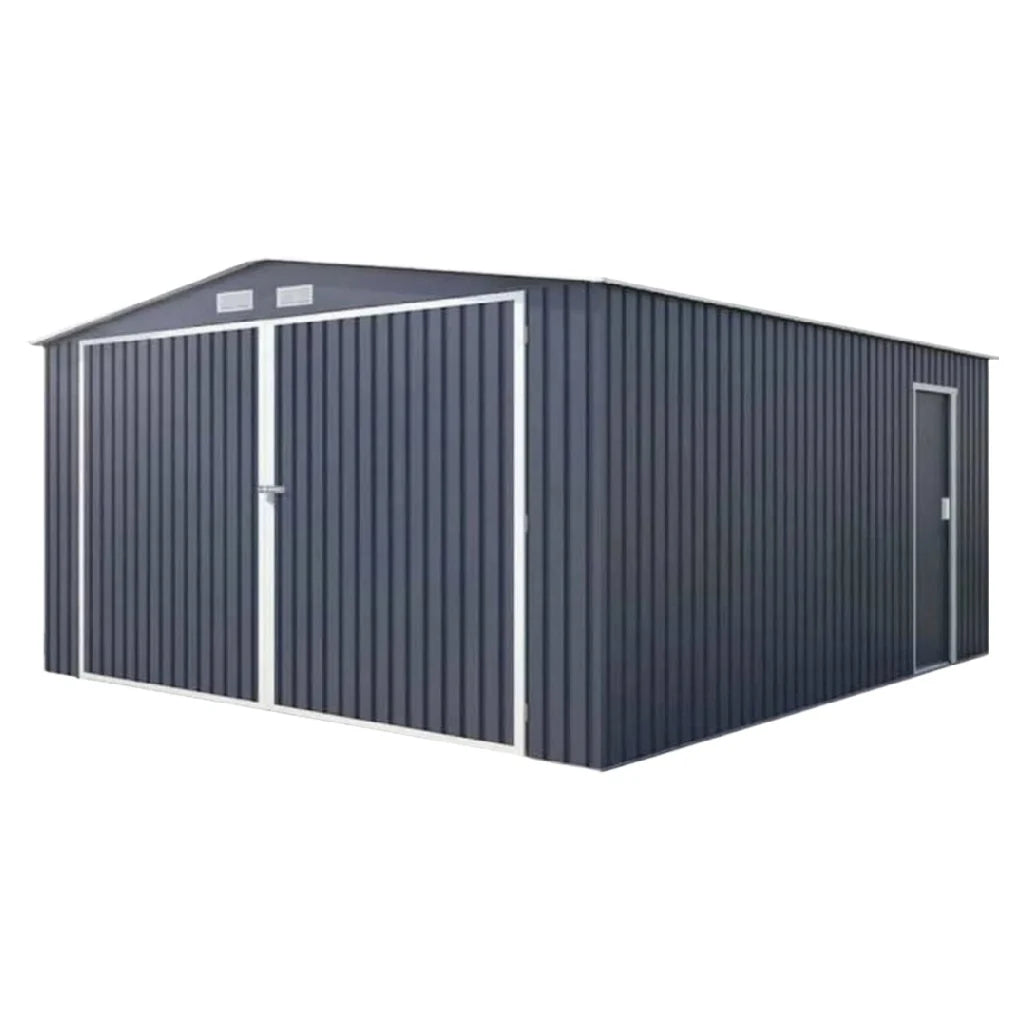 2026 Large Metallic Garden Shelter with Double Door and Lateral Door – Anthracite Grey Color