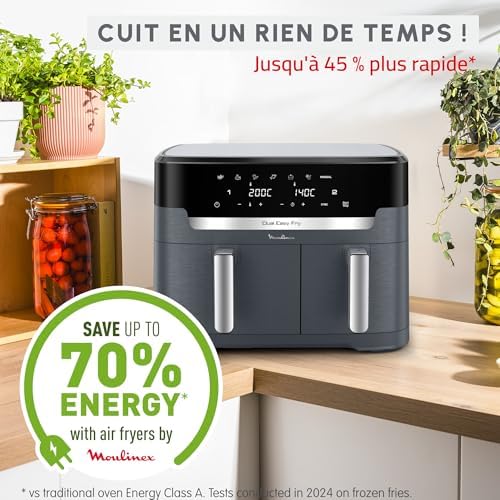 2026 Moulinex air fryer two compartments, very large capacity 11L, 10 people, 7 Automatic programs, oil-free fryer, Digital t