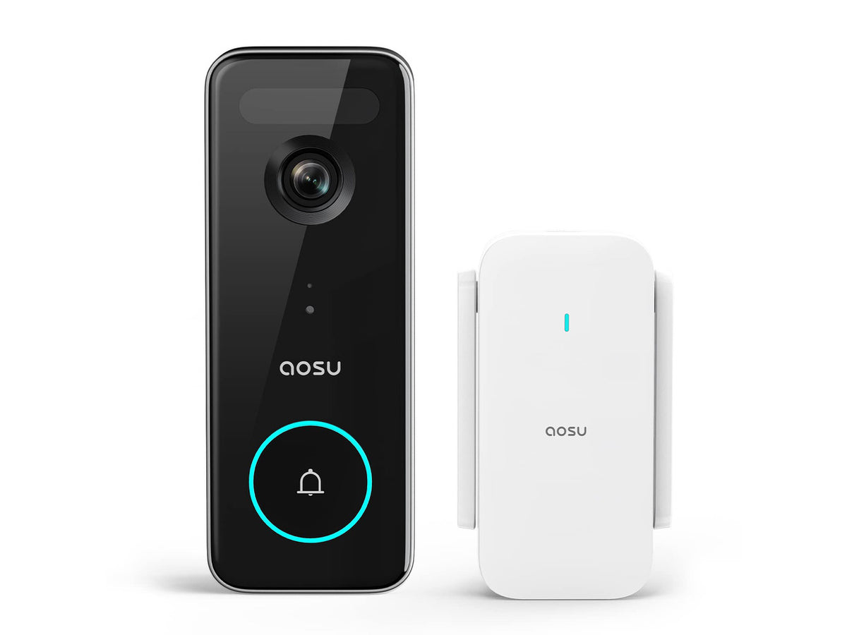 Aosu V8S Video Doorbell Ultra - 5MP Ultra HD - 2.4 GHz WiFi - 180-Day Battery, AI Detection - IP66 - 166deg View - Battery/Wired Mode - Works with Alexa & Google Assistant, No Monthly Fees