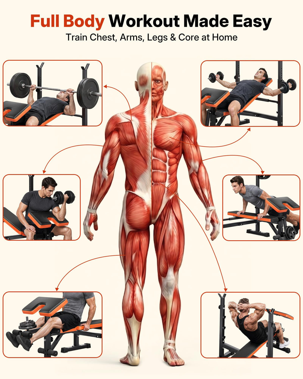 YOLEO Olympic Weight Bench,Adjustable Bench Press Rack for Fullbody Workout Roman Chair Upgrade, Wide Grip Fits 6-7 ft Olympic Bar, Ergonomic Backrest, Commercial Grade All in One Bench Set