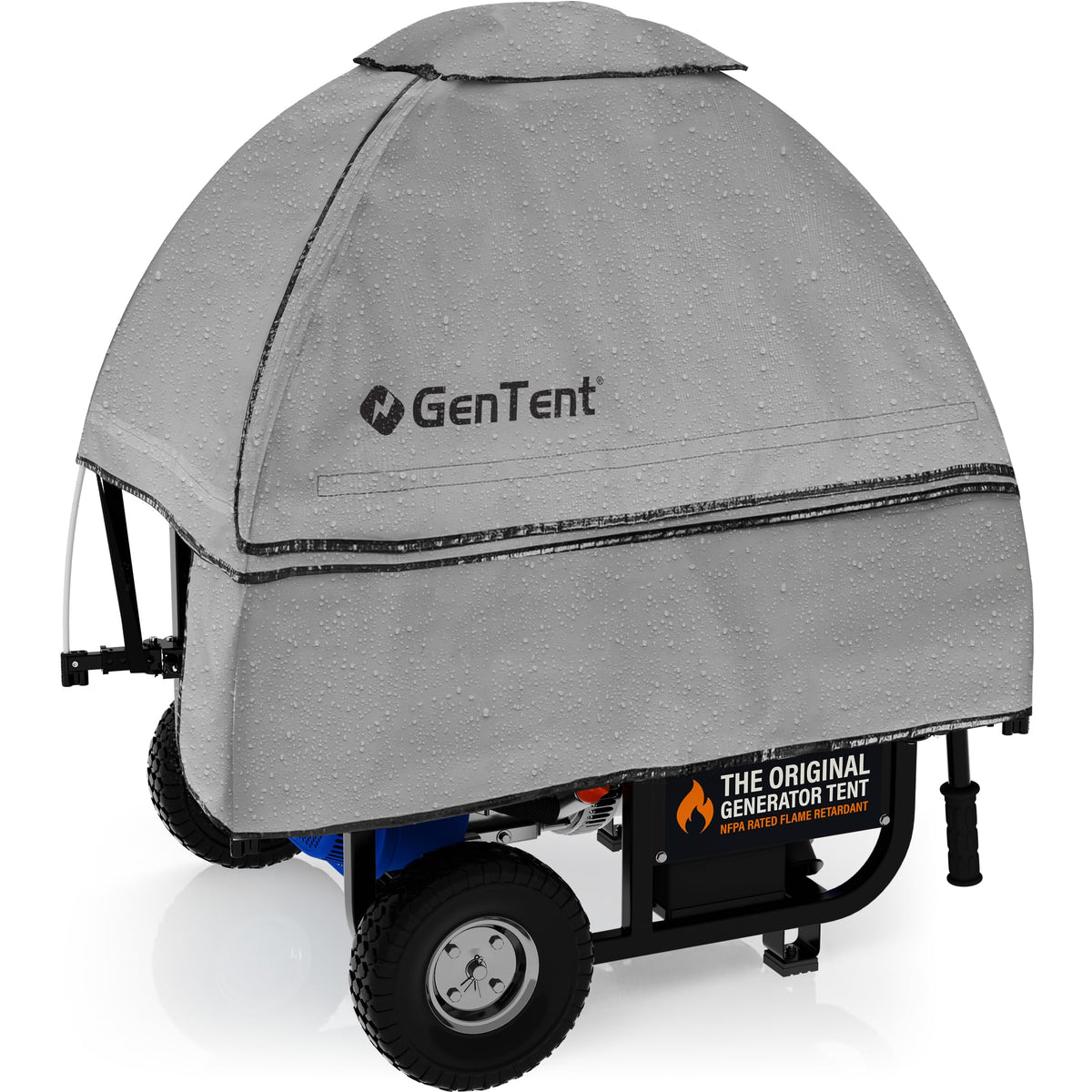 GenTent Universal Open Frame Generator Tent, Gray, Original - Standard Waterproof, NFPA-Rated, Ripstop Vinyl Running Cover, for Open Frame Generators with Post Perimeters up to 105 inches