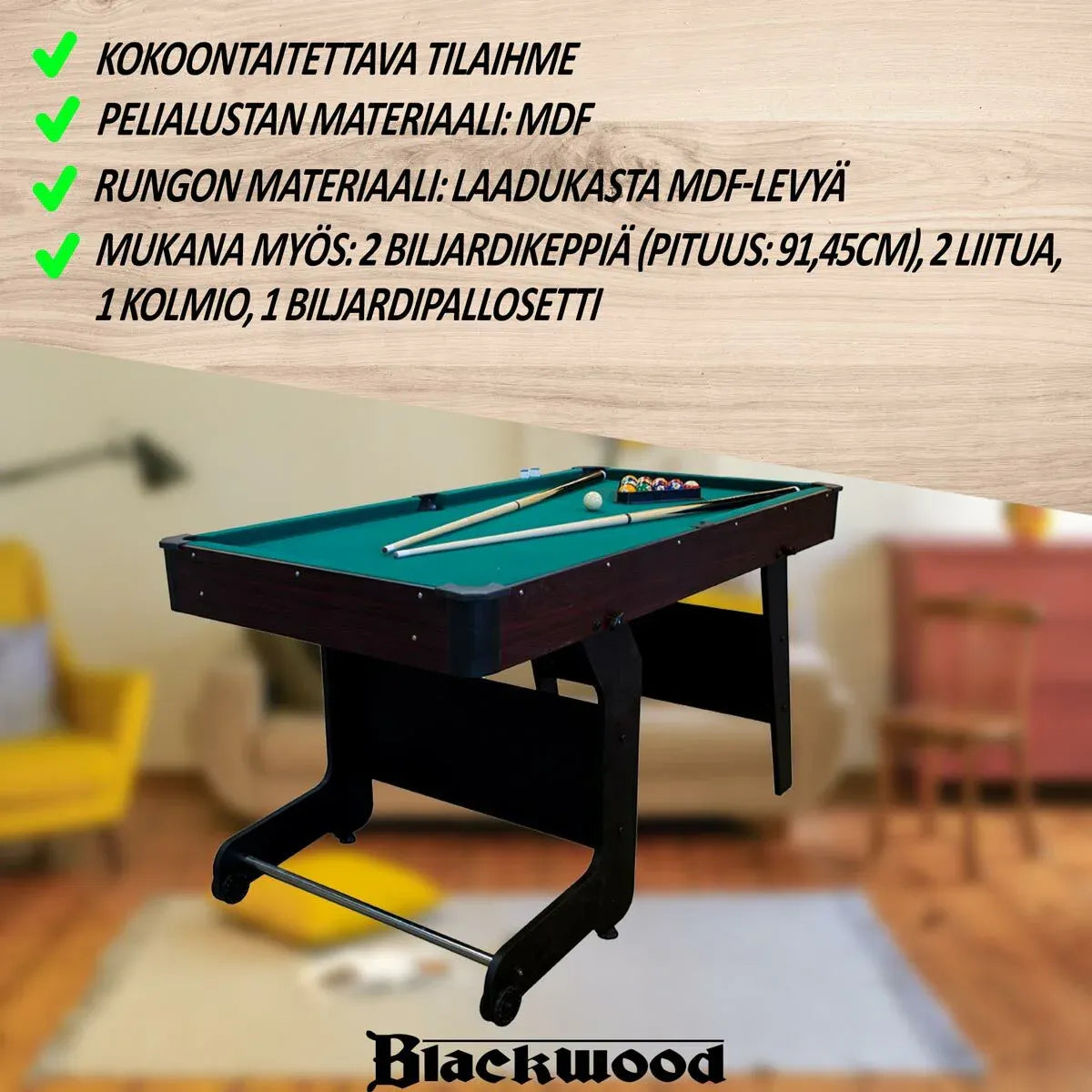 2026 Blackwood pool table Junior 5' - foldable
