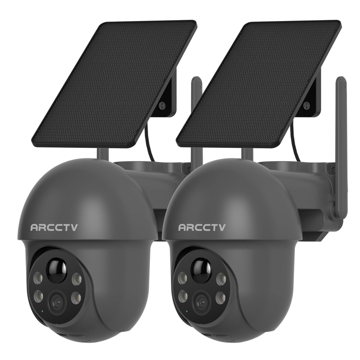 ARCCTV Solar Cameras Wireless Outdoor for Home Security, 2 Pack 4MP 2.5K HD, 2.4G/5G Dual Band WiFi, 360° View, Battery Powered, Night Vision with Spotlight, 2-Way Audio, PIR Motion Sensor
