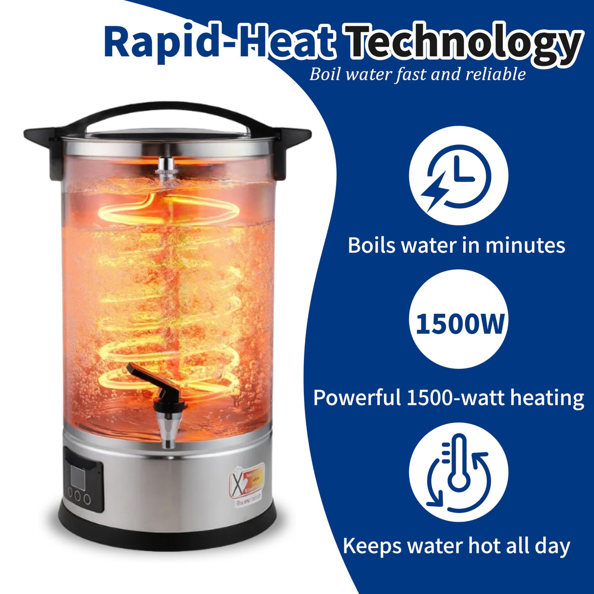 11L (45 Cups) Hot Water Dispenser Urn, Commercial Hot Water Boiler 304 steel tank, digital temp control, keep-warm, boil-dry protection, for tea, coffee, formula, restaurant, hotel and events