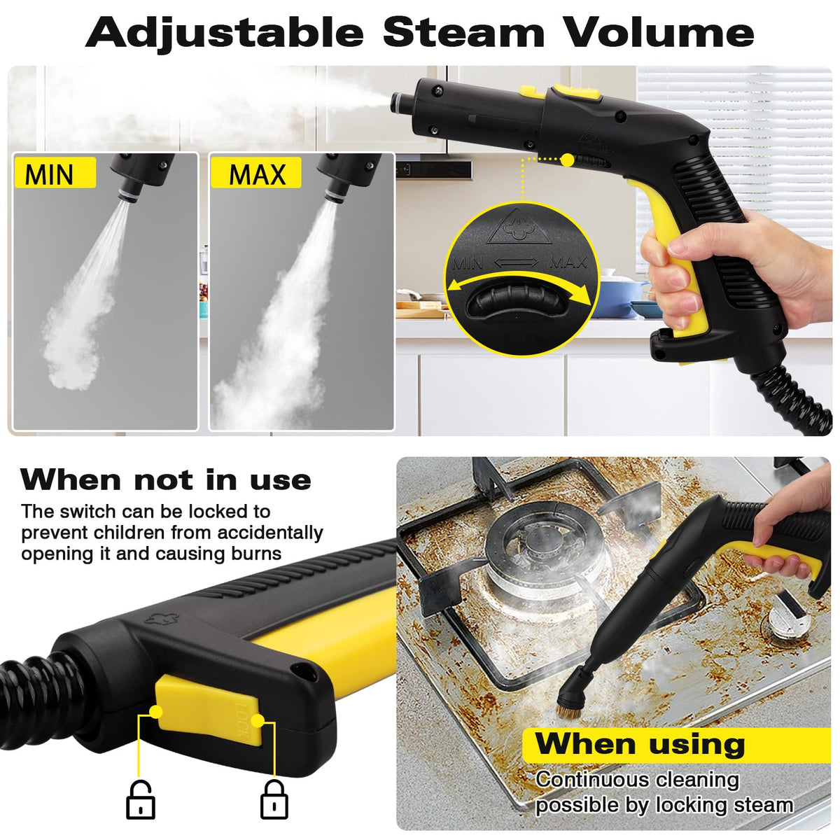 TVD 5 Bar 320°F Steam Cleaner for Home, Bathroom, Kitchen, Floor & Grout 26 Accessories | Easy of Use | 5M Power Cord | Large Tank | Chemical-Free | Safety Lock | for Tile, Wall, Toilets & Stovetop