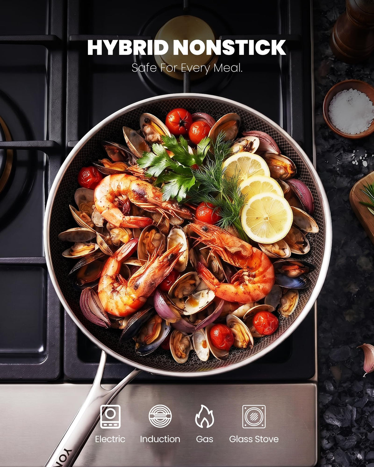 Non Stick Frying Pans set, 8+10+12 inch Upgrade Baking Pan Set with Lids Hybrid Stainless Steel,Dishwasher, PFOA Free Cookware, Induction Compatible Cooking Commercial Baking Pan, Oven-Safe