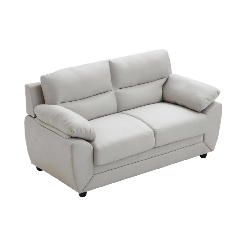 2026 2 seater sofa in light grey fabric with upholstered armrests