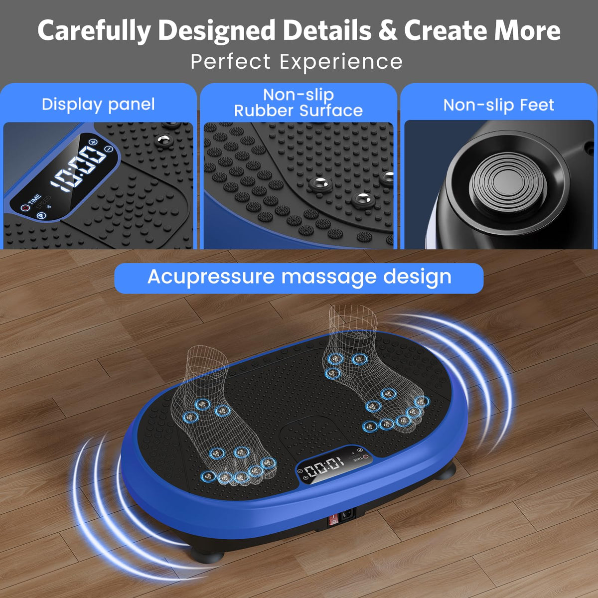 HVX Vibration Plate Exercise Machine 450 lbs Capacity Lymphatic Drainage Vibrating Fitness Platform Full Body Shaker Workout Equipment Vibration Platform Machine Shaping Vibrate Board for Home Sport