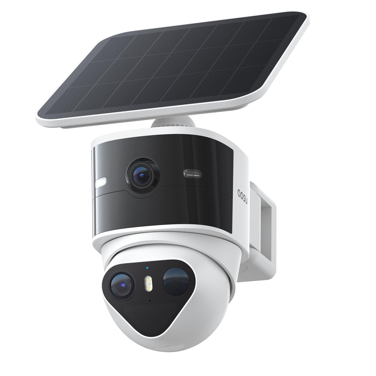 aosu T2 Pro 3K Dual Cam Outdoor Security Camera, Solar Powered, AI Tracking 170° Wide & 360° PTZ, No Blind Spots, Local Storage ,Full Color Night Vision,AI Human Vehicle Tracking, 8X Zoom