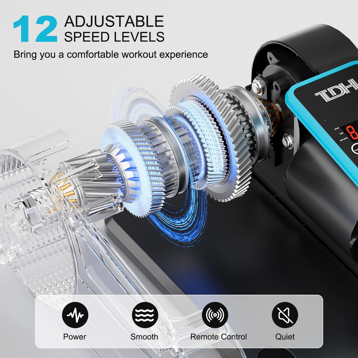 TDH Under Desk Elliptical Machine Leg Exerciser Electric Quiet Portable Electric Pedal Exerciser While Sitting for Seniors Adult with 12 Adjustable Speed Auto&HR Mode for Home Office