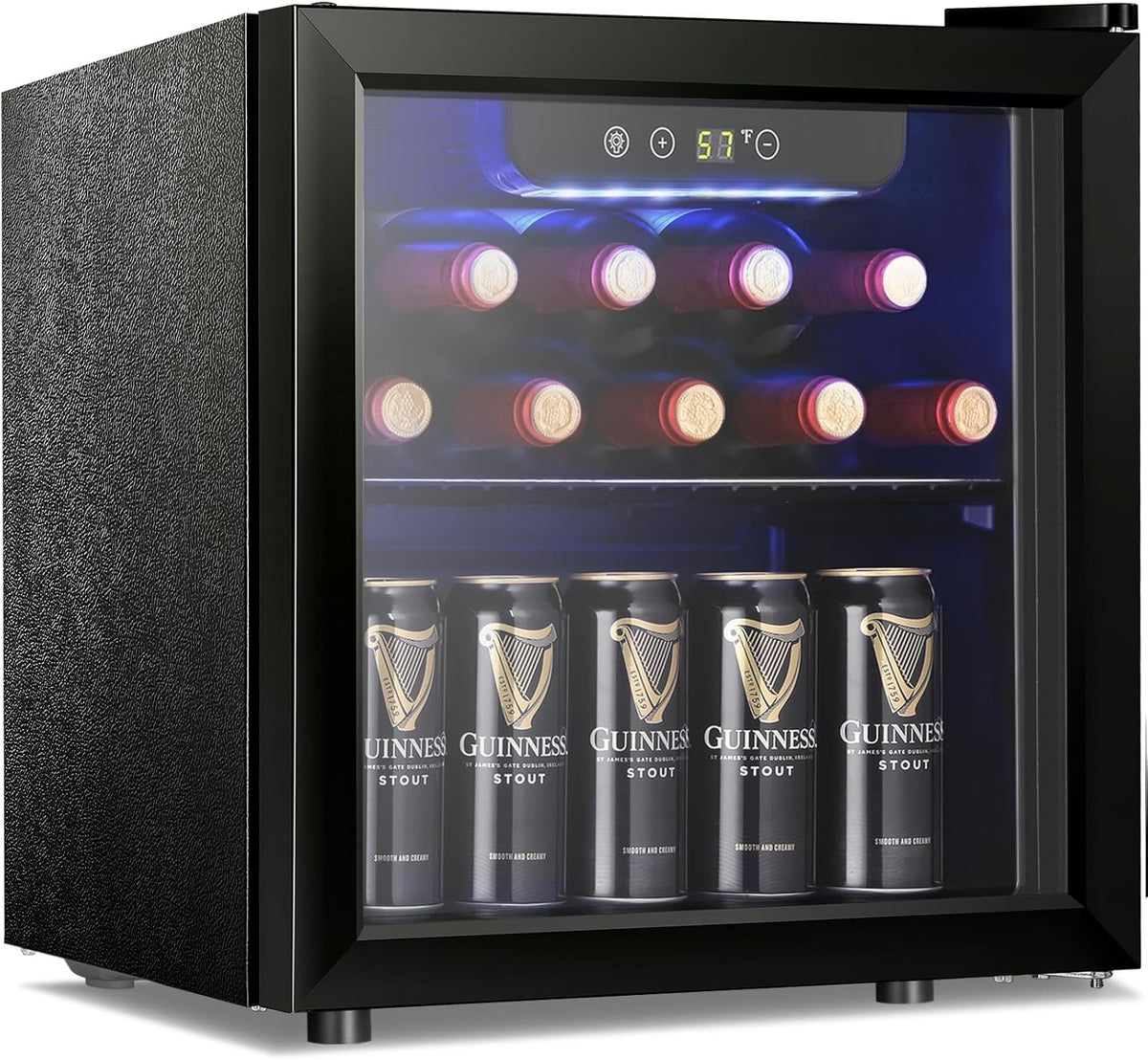 Antarctic Star Wine Cooler Beverage Refrigerator Mini Fridge 1.3 cu.ft 12 Bottle Capacity, Clear Glass Door Quiet Counter Top Cellar for Beer Soda Bar