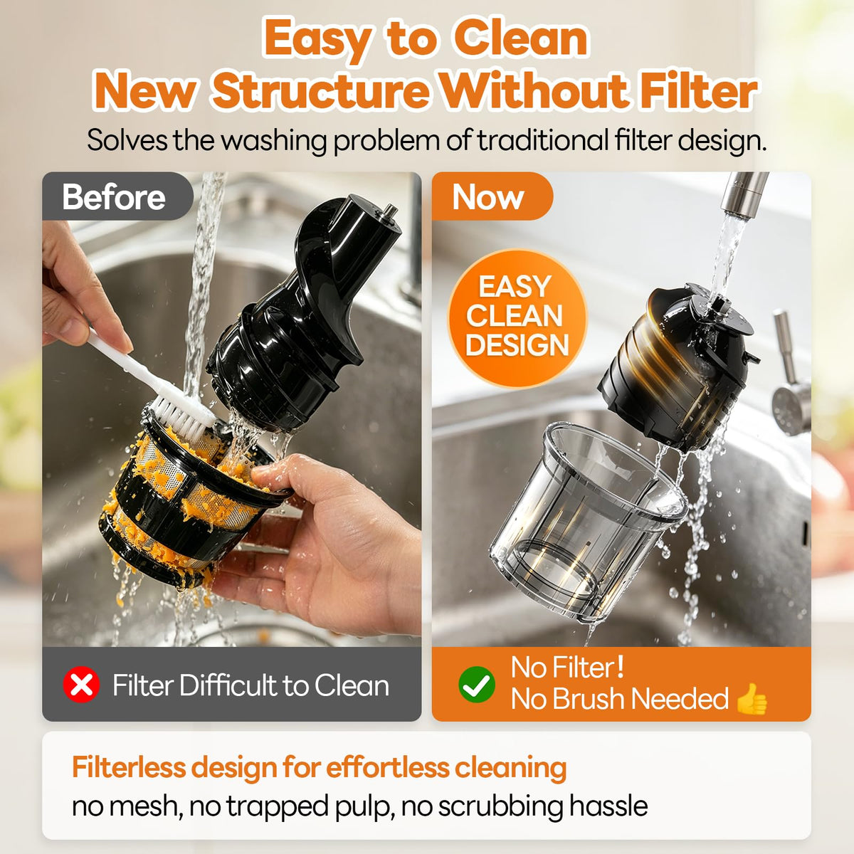 Aeitto 3-in-1 Juicer Machines, 6.0" Wide Mouth, Mesh-Free Easy to Clean Juice, Sorbet & Nut Milk | Cold Press Juicer for Whole Fruits & Vegetables | 100oz Capacity | Reverse Function | With Brush